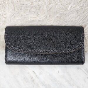 Fossil Black Pebbled Leather Long Wallet